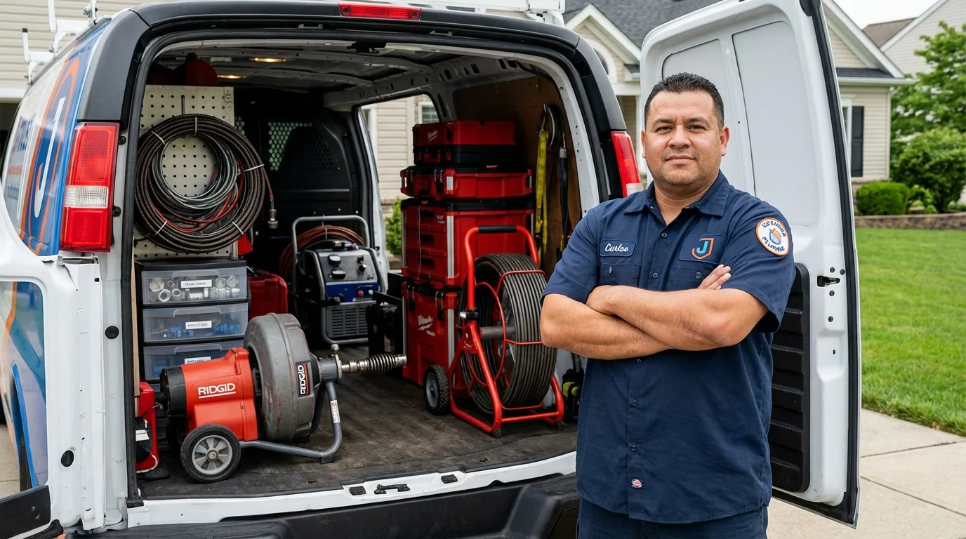 Professional drain cleaning equipment and Johns Plumbing LLC plumber in Pelham