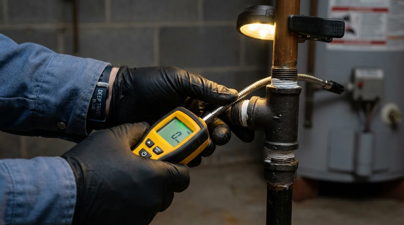 Gas leak detection with electronic sniffer by Johns Plumbing LLC in Pelham
